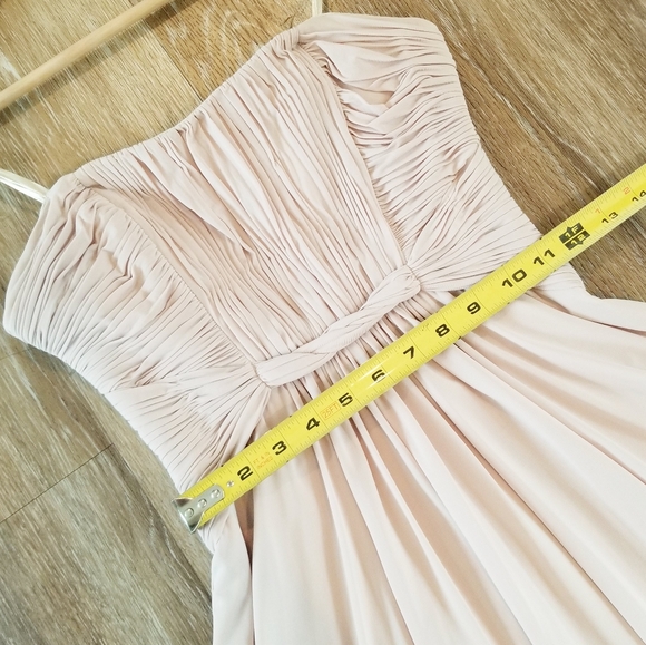 BCBG MAXAZRIA Eve Strapless Pleated Braided Flowy Mini Formal Dress Blush Lined - Picture 9 of 16